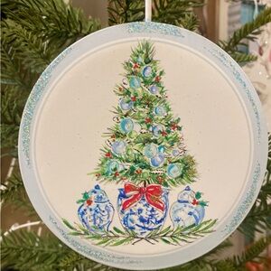Blue, White, and Green Ornament for Festive Decor Christmas Tree Design